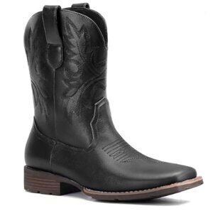 Men’s Western Cowboy Boots – Classic Embroidered Square Toe